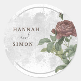 Pegatina Redonda Rústico Floral Borgoña Marsala Minimalista moderno