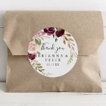 Pegatina Redonda Rústico Floral Botánico Gracias De Boda Favor<br><div class="desc">Este rústico botánico floral de agradecimiento a la boda favorece al pegatina redondo clásico, perfecto para un boda moderno. El diseño presenta flores y follaje pintados a mano hermosas y coloridas, elegantemente dispuestos en bonitos ramos. Haga que el pegatina le asigne las etiquetas propias, incluyendo sus nombres, el evento (si...</div>