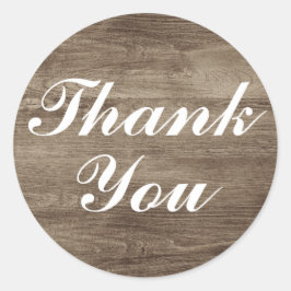 Pegatina Redonda Rústico Granero De Madera Elegante Gracias