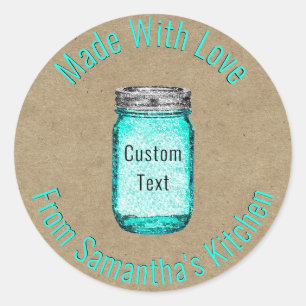 Pegatina Redonda Rústico Kraft Paper Kitchen Mason Jar Personalizad