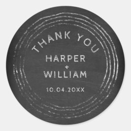 Pegatina Redonda Rústico marco dibujado a mano gracias