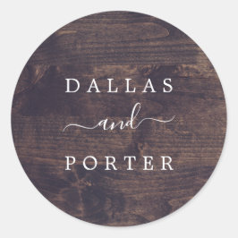 Pegatina Redonda Rústico minimalista | Sobre Boda de madera
