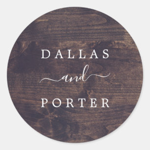 Pegatina Redonda Rústico minimalista   Sobre Boda de madera