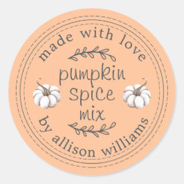 Pegatina Redonda Rústico Mix de Especias de Calabaza Casero Naranja