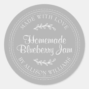 Pegatina Redonda Rústico morillo de arándano casero jamón gris
