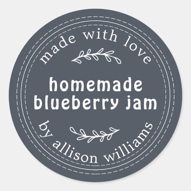 Pegatina Redonda Rústico moro casero de arándano azul oscuro (Anverso)