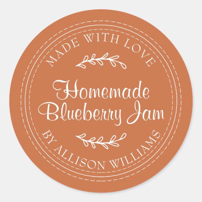 Pegatina Redonda Rústico Naranja quemado de arándanos de arándano d (Anverso)