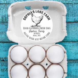 Pegatina Redonda Rústico Nombre De Granja Moderno Con Ilustracion D