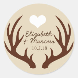 Pegatina Redonda Rústico nombre de pareja de vendedores ambulantes 