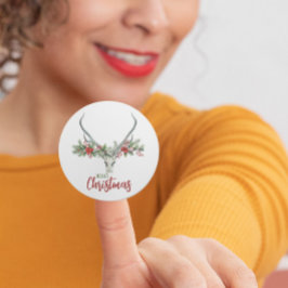 Pegatina Redonda Rústico País Cráneo de Ródano y Navidades de Garla