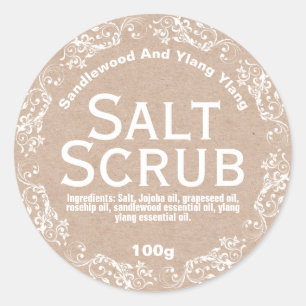Pegatina Redonda Rústico País Kraft Salt Scrub Labs