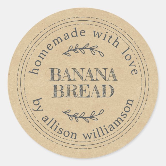 Pegatina Redonda Rústico papel de Kraft para regalo casero (Anverso)