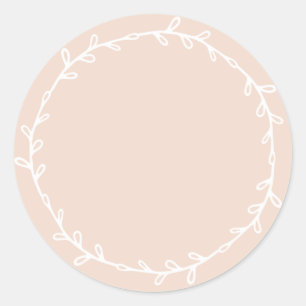 Pegatina Redonda Rústico Pastel Rosa para Escribir a Mano