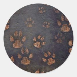 Pegatina Redonda Rústico patrón de pata negra