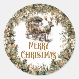 Pegatina Redonda Rústico reno y moda dorada