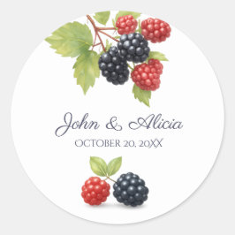 Pegatina Redonda Rústico romántico otoño Boda de Berry de vuelta