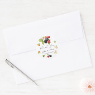 Pegatina Redonda Rústico romántico otoño Boda de Berry de vuelta