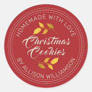 Pegatina Redonda Rústicos Navidades caseros cocina rojo festivo