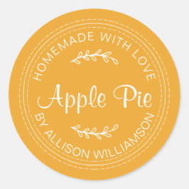 Pegatina Redonda Rústicos productos horneados caseros Apple Pie Ama