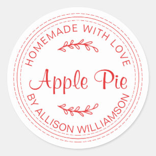 Pegatina Redonda Rústicos productos horneados caseros Apple Pie Bla