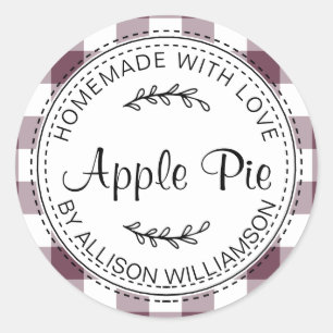 Pegatina Redonda Rústicos productos horneados caseros Apple Pie Che