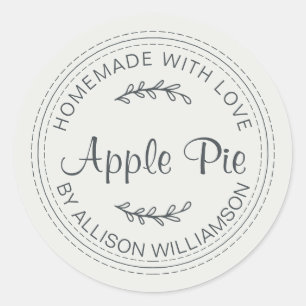 Pegatina Redonda Rústicos productos horneados caseros Apple Pie Gra