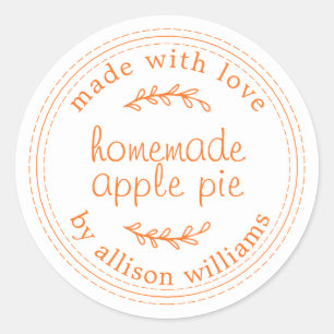 Pegatina Redonda Rústicos productos horneados caseros Apple Pie Nar