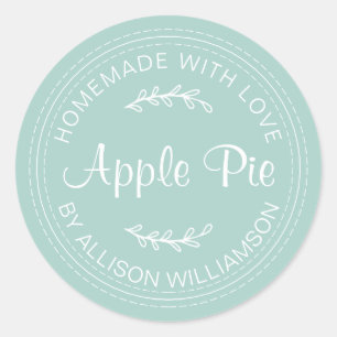 Pegatina Redonda Rústicos productos horneados caseros Apple Pie Pas