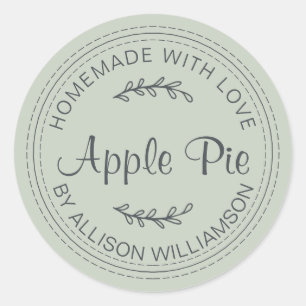 Pegatina Redonda Rústicos productos horneados caseros Apple Pie Pas