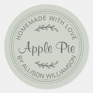 Pegatina Redonda Rústicos productos horneados caseros Apple Pie Pas