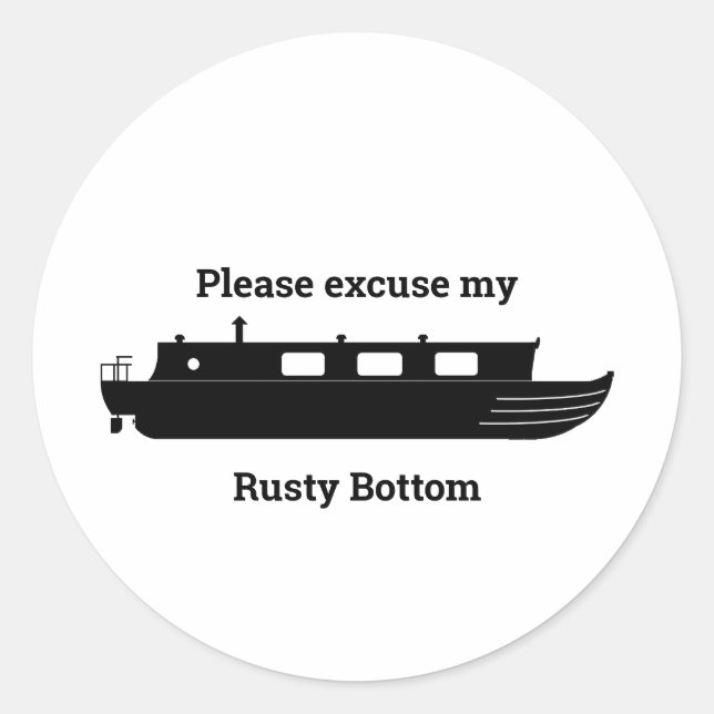Pegatina Redonda Rusty Bottom (negro) (Anverso)