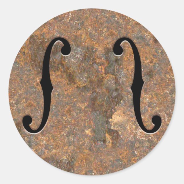 Pegatina Redonda Rusty F-Holes (Anverso)