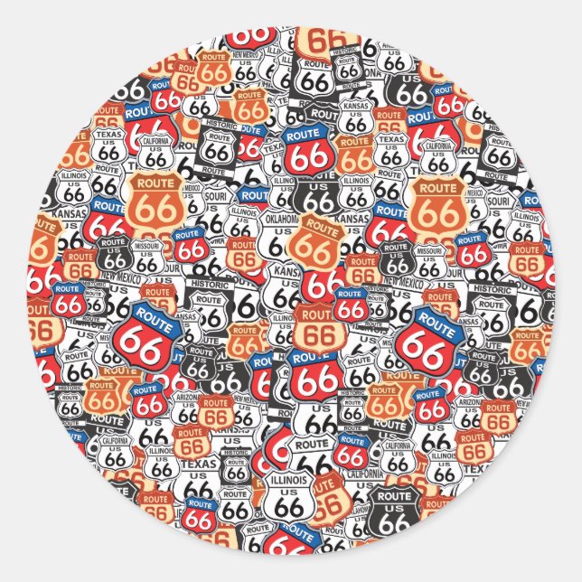 Pegatina Redonda Ruta 66 (Anverso)