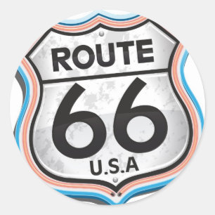 Pegatina Redonda Ruta 66 los E.E.U.U.