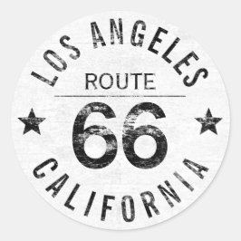 Pegatina Redonda Ruta de California de Los Ángeles 66