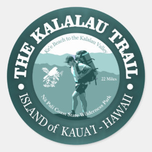 Pegatina Redonda Ruta de Kalalau