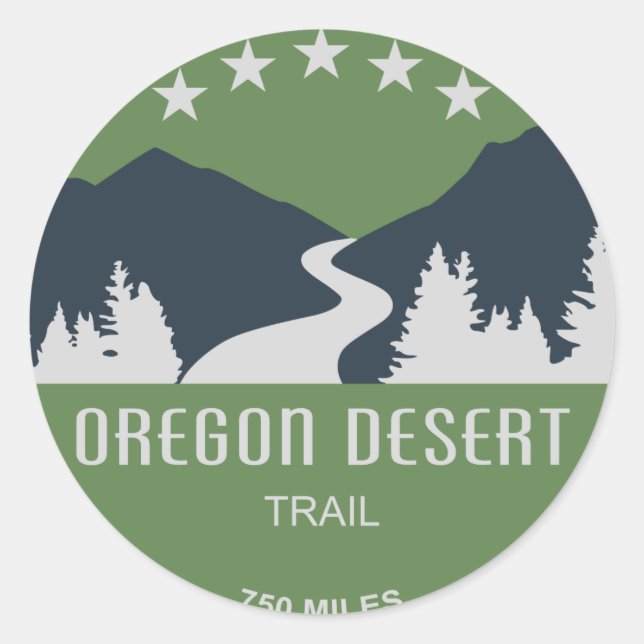 Pegatina Redonda Ruta del Desierto de Oregon (Anverso)
