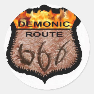 Pegatina Redonda Ruta demoníaca 666
