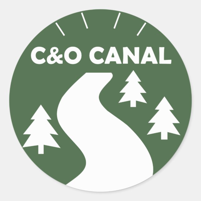 Pegatina Redonda Ruta hacia el canal de C&O (Anverso)