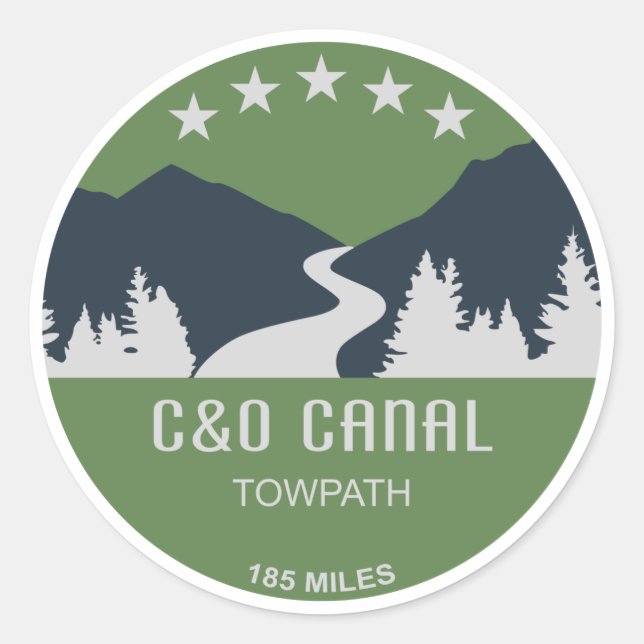 Pegatina Redonda Ruta hacia el canal de C&O (Anverso)