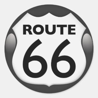 Pegatina Redonda Ruta histórica 66 de Estados Unidos