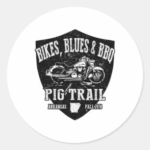 Pegatina Redonda Ruta Oficial del Cerdo Bicicletas Blues Motociclet