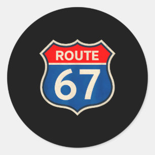 Pegatina Redonda Ruta Retro 67 Meme Seis Siete Aura Energía Número