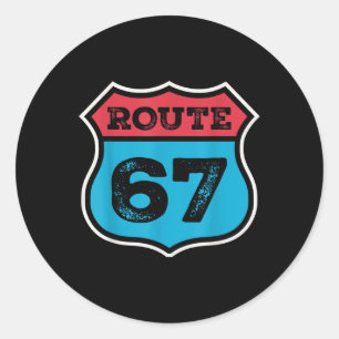 Pegatina Redonda Ruta Vintage 67 Seis Siete Meme Cumpleaños 67 80s