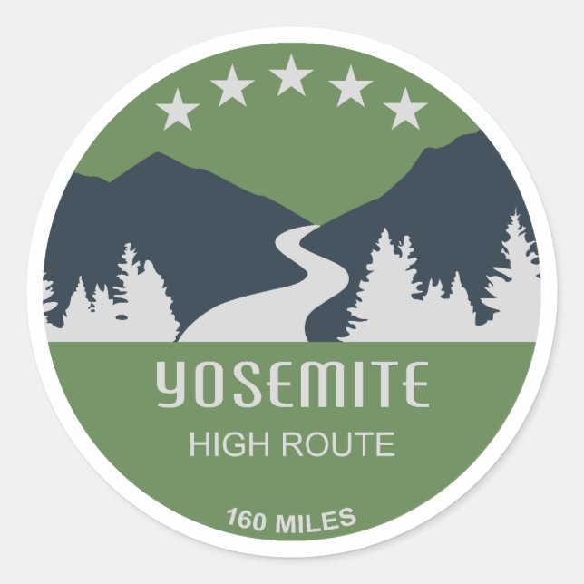 Pegatina Redonda Ruta Yosemite (Anverso)