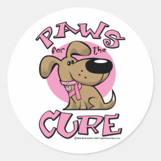 Pegatina Redonda Rutas contra el cáncer de mama para el perro curad