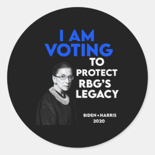 Pegatina Redonda Ruth Bader Ginsburg y#'s Legacy Vote Biden 2020
