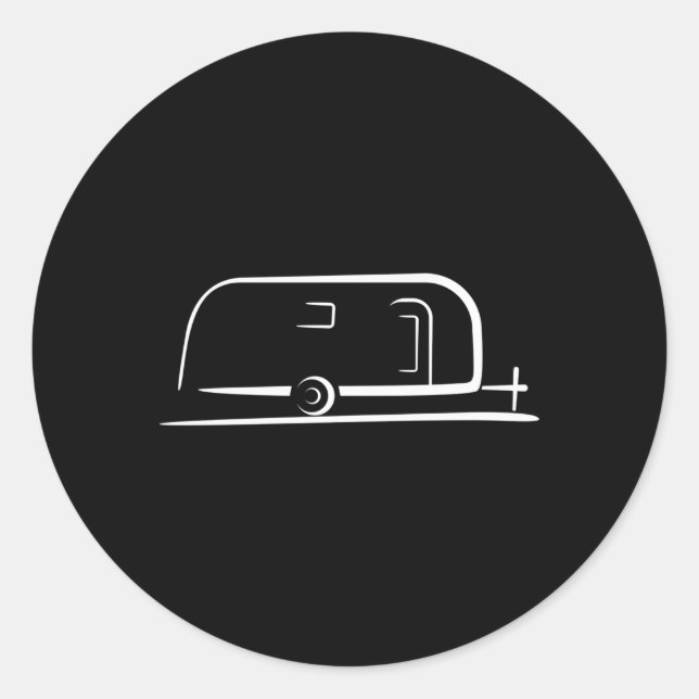 Pegatina Redonda Rv Camper Trailer (Anverso)