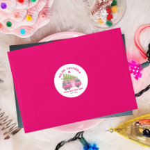 RV rosa de la granja de árboles navideños Malibu C