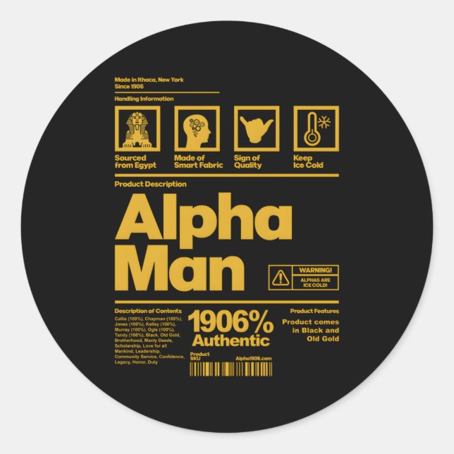 Pegatina Redonda S Alpha African 1906 Fraternity Information . . (Anverso)